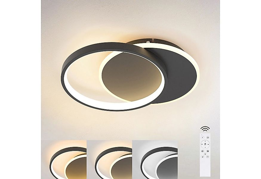 Nettlife LED Deckenleuchte LED Deckenleuchte schwarz mit 2 Ring Dimmbar, Di günstig online kaufen