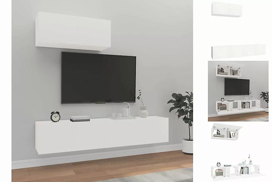 vidaXL TV-Schrank 3-tlg TV-Schrank-Set Weiß Holzwerkstoff TV-Lowboard günstig online kaufen
