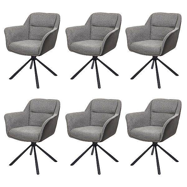 MCW Esszimmerstuhl K33 6er-Set Kunstleder Grau-dunkelgrau günstig online kaufen