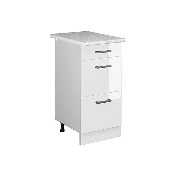 Vicco Küchenunterschrank R-Line Weiß Hochglanz/Weiß 40 cm mit Schubladen AP günstig online kaufen
