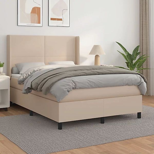 Vidaxl Boxspringbett Matratze Cappuccino-braun 140x200cm Kunstleder günstig online kaufen