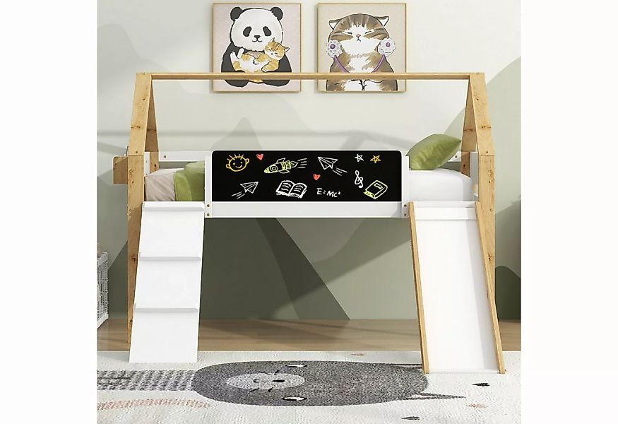 Gotagee Kinderbett 90x200cm Hochbett Kinderbett mit Rutsche Einzelbett Tafe günstig online kaufen