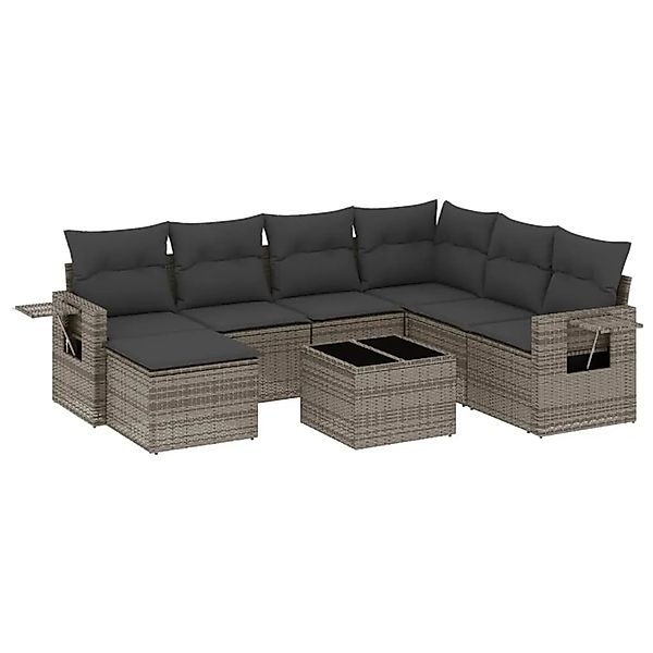 vidaXL 8-Tlg Garten-Sofagarnitur mit Kissen Grau Poly Rattan 3252847 günstig online kaufen