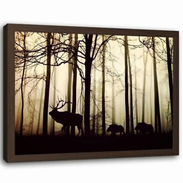 FEEBY® Kunst Hirsche im Wald Leinwandbilder bunt Gr. 90 x 60 günstig online kaufen