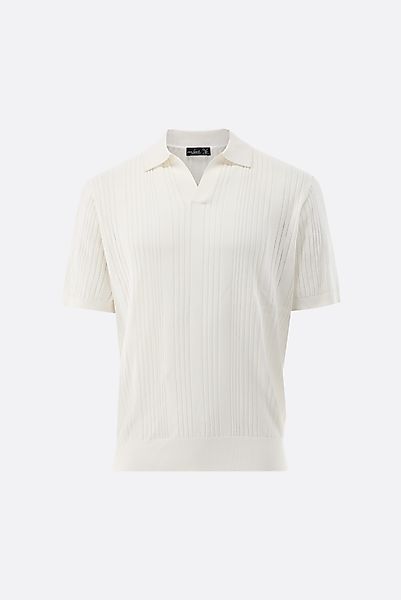 V-Neck Poloshirt mit Streifen-Struktur aus Air Cotton günstig online kaufen