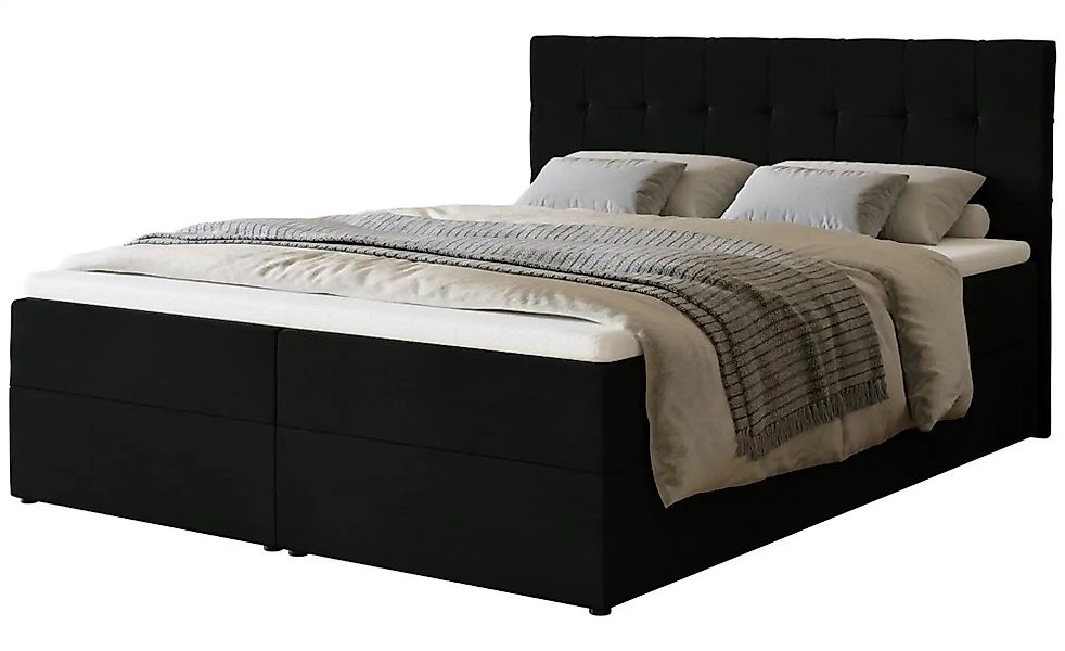 Boxbett mit Bettkasten und Topper Dartford ¦ schwarz ¦ Maße (cm): B: 160 H: günstig online kaufen