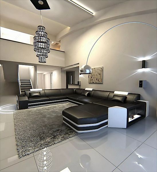 Sofa Dreams Wohnlandschaft Ledersofa Prato XXL U Form Mini, Designersofa, S günstig online kaufen