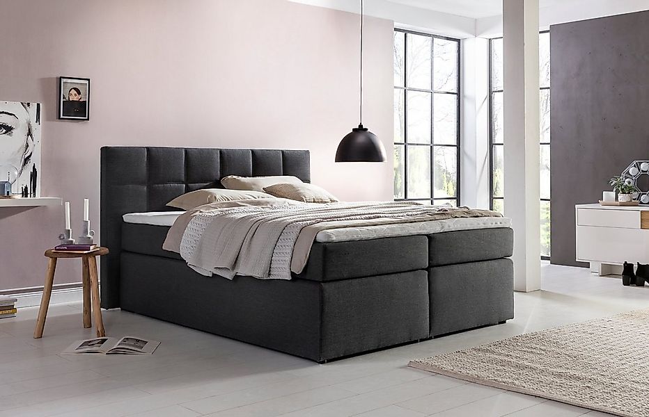 Möbelfreude Boxspringbett Boxspringbett Bea Anthrazit 220x200 cm H2/H3, Ant günstig online kaufen