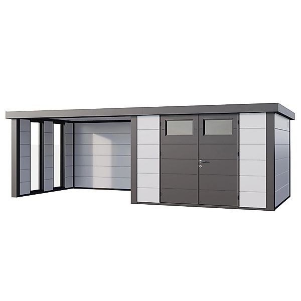 Gerätehaus Classico 3030 mit Lounge L Links m. Fenster 642 cm x 238 cm Weiß günstig online kaufen