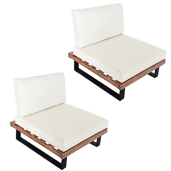 MCW Lounge-Sessel H54 2er-Set Hellbraun Polster Cremeweiß günstig online kaufen