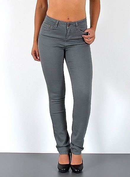 ESRA Straight-Jeans Stretch Jeans Straight Fit Damen Regular Hose High Wais günstig online kaufen