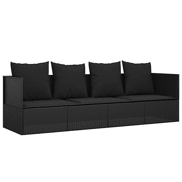 vidaXL Gartenliege, Outdoor-Loungebett mit Kissen Schwarz günstig online kaufen