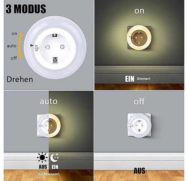 MUPOO LED Nachtlicht Steckdosen Nachtlicht Dimmbar Wandsteckdose 3 Modi Däm günstig online kaufen