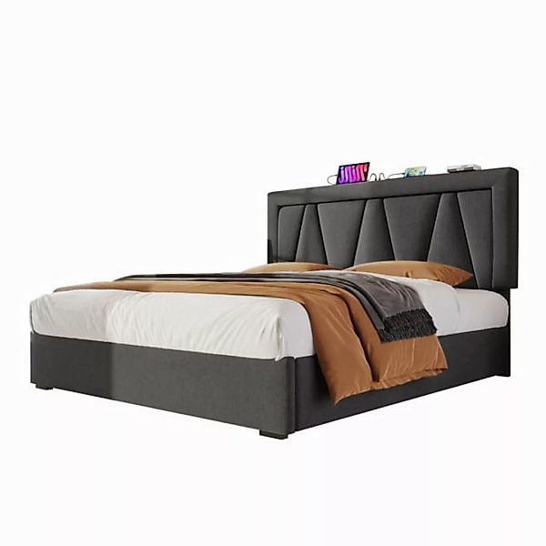 MODFU Polsterbett Doppelbett (160 x 200 cm Ohne Matratze), LED Doppelbett + günstig online kaufen