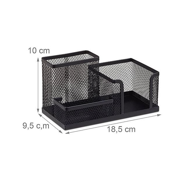 relaxdays Aufbewahrungskorb Schreibtischköcher 3 Fächer Mesh-Optik schwarz günstig online kaufen