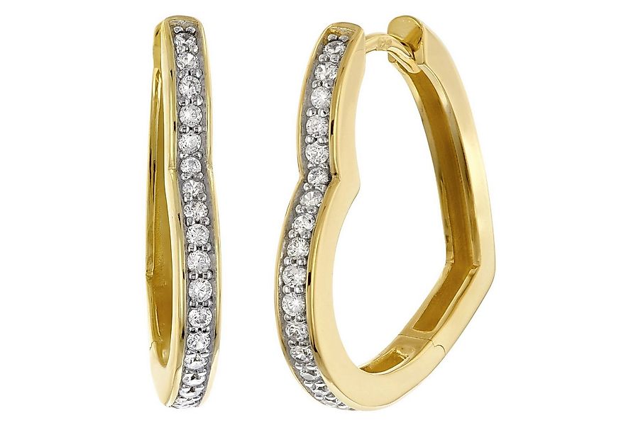 trendor Paar Creolen Damen-925 Silber Vergoldet Zirkonia - günstig online kaufen