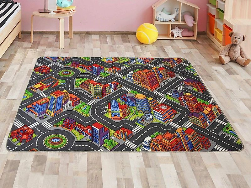 Primaflor-Ideen in Textil Kinderteppich »BIG CITY«, rechteckig, 5 mm Höhe, günstig online kaufen