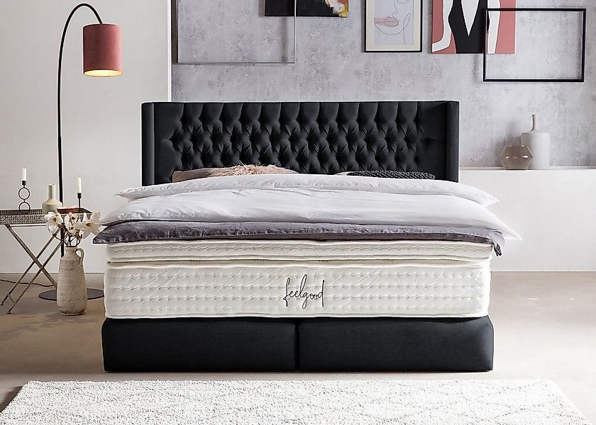 BettCo Boxspringbett Florida (in Schwarz Webstoff, günstig online kaufen