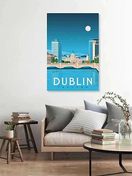 Poster / Leinwandbild - Dublin Vintage Travel Wandbild günstig online kaufen