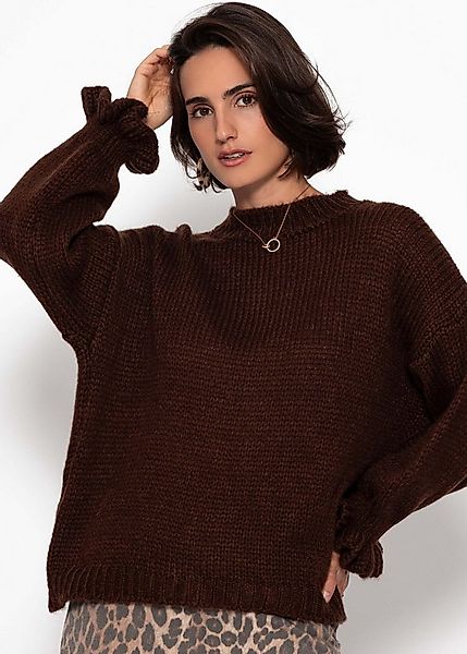 SASSYCLASSY Strickpullover Pullover mit Volantärmeln für Damen Weicher Stri günstig online kaufen
