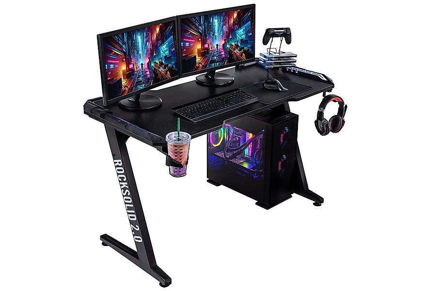 ELITE Gaming Gamingtisch Rocksolid Gamer Schreibtisch mit LED-Beleuchtung ( günstig online kaufen