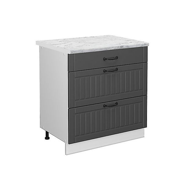 Vicco Küchenunterschrank Fame-Line Anthrazit Landhaus/Weiß 80 cm mit 3 Schu günstig online kaufen