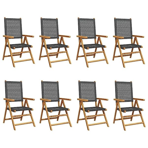 vidaXL Gartenstuhl Verstellbar 8 Stk Schwarz Poly Rattan Massivholz 3214522 günstig online kaufen