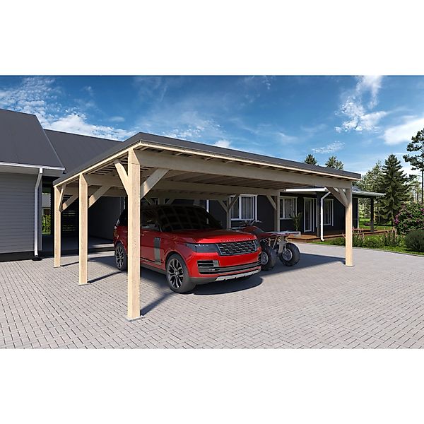 Holzbrüder Carport Ralf 42m² 150kg/m² Imprägniert-Dunkelgrau günstig online kaufen