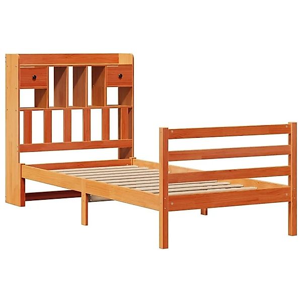 vidaXL Massivholzbett mit Regal ohne Matratze Wachsbraun 100x200 cm 3321954 günstig online kaufen
