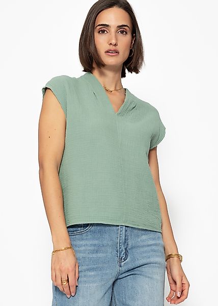 SASSYCLASSY Kurzarmshirt Musselin Shirt Damen kurz günstig online kaufen