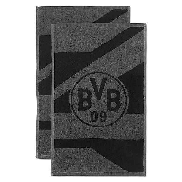 BVB Gästehandtücher BVB Gästetuch grau/schwarz 2er günstig online kaufen