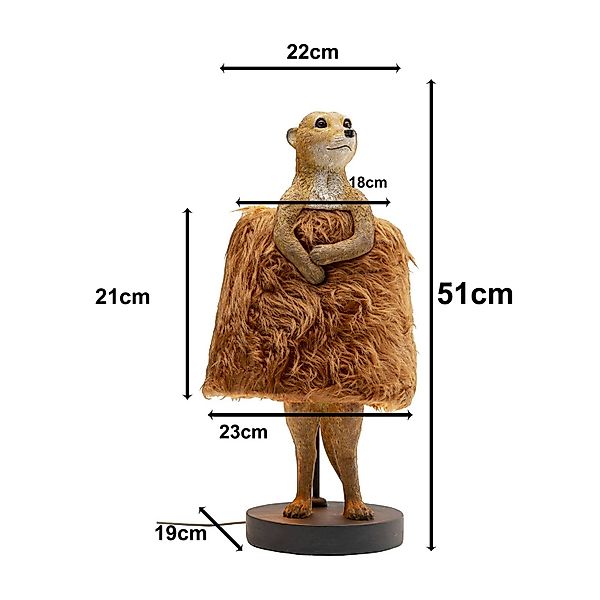 KARE Tischleuchte Animal Meerkat Fur, braun, 51 cm, E14 günstig online kaufen