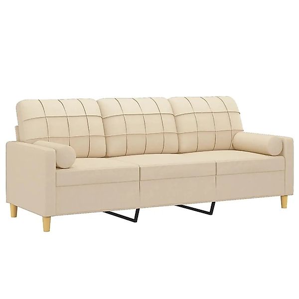 vidaXL 3-Sitzer-Sofa mit Zierkissen Creme 180 cm Stoff 3200792 günstig online kaufen