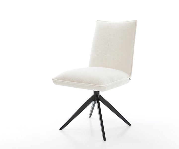 Drehstuhl Lelio-Flex Bouclé Soft Beige Kreuzgestell breit Schwarz 360° dreh günstig online kaufen