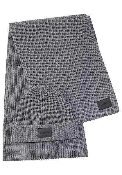 HUGO Schal Zago Set, (Set, 2-St), im Set mit passender Mütze, mit Label-Auf günstig online kaufen