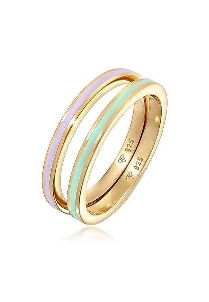 Elli Ring-Set Bandring Basic Emaille 2er Set 925 Silber, Ring Set günstig online kaufen