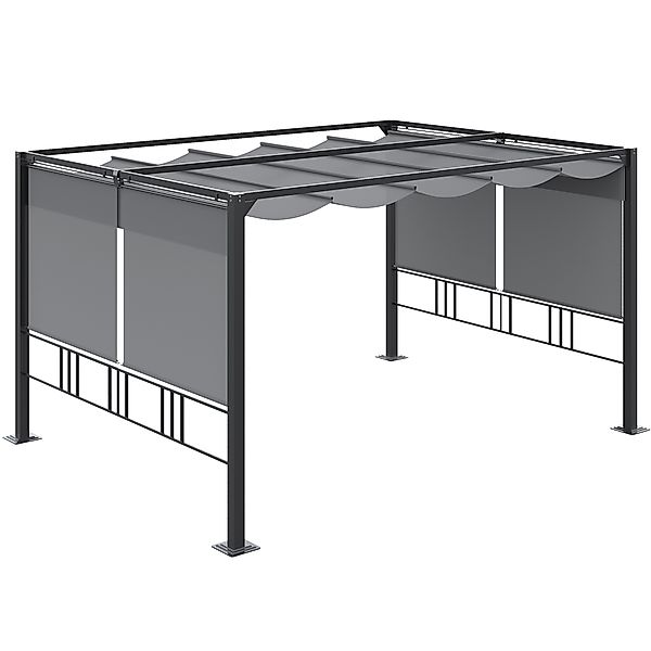 Outsunny Gartenpavillon Pergola 3,9 x 2,9 m mit Sonnendach und 4 automatisc günstig online kaufen