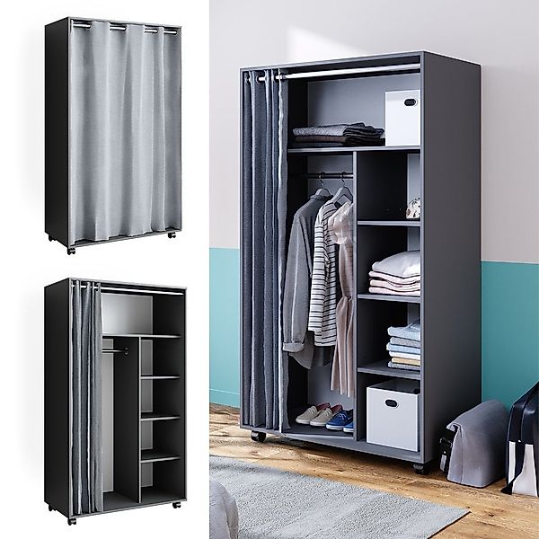 Vicco Kleiderschrank Doros, Grau, 100 x günstig online kaufen