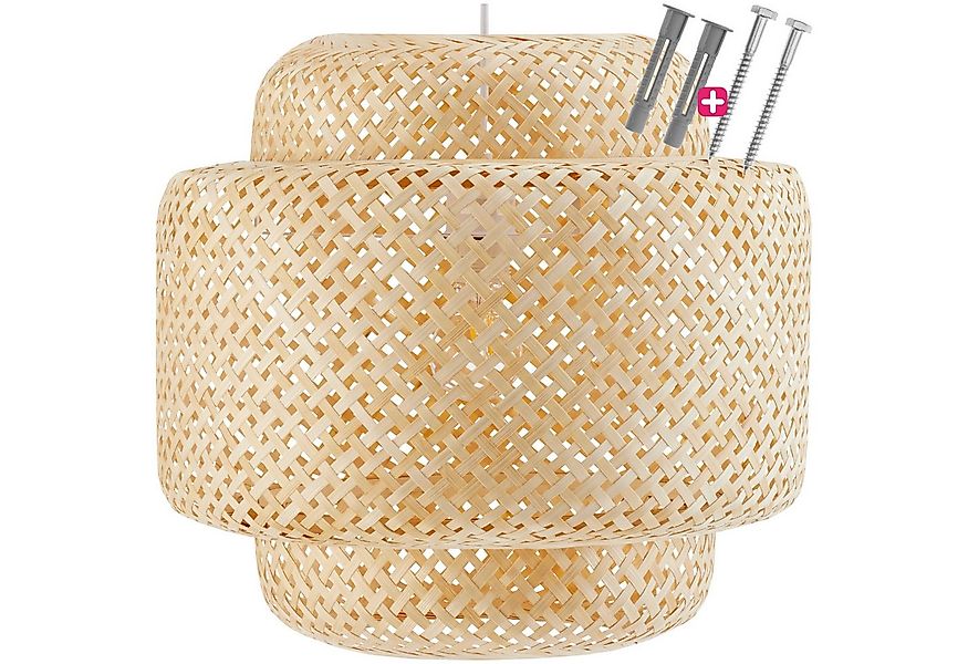 tectake Deckenleuchten Deckenleuchte, Aparte Deckenleuchte mit großem Bambu günstig online kaufen