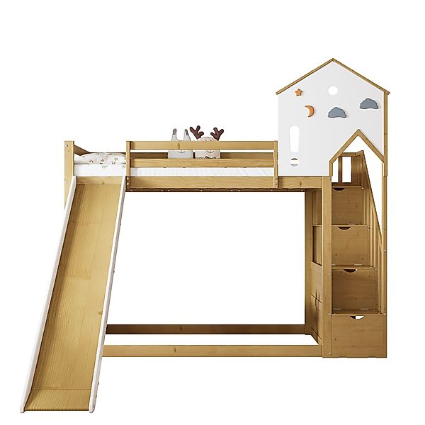 Flieks Etagenbett, Kinderbett Hausbett 90x200cm mit günstig online kaufen