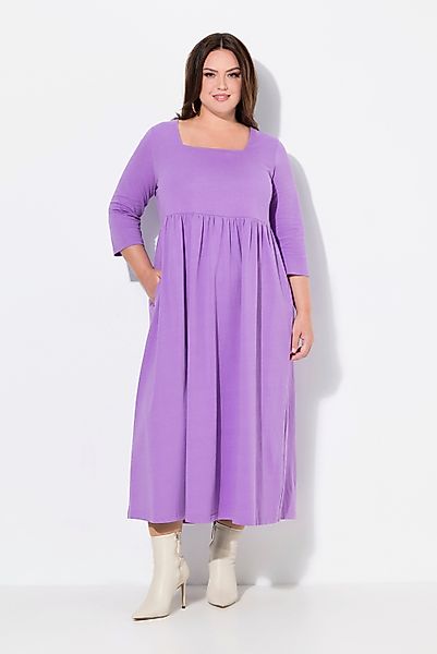 Ulla Popken Maxikleid Jerseykleid A-Linie Carré-Ausschnitt günstig online kaufen