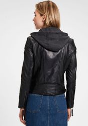 Mauritius Lederjacke "Cacey LEGV" mit Kapuze mti Kapuze, Reißverschluss, Zi günstig online kaufen