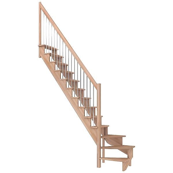 Dolle Raumspartreppe Lyon Buche Metallgeländer 75 cm 1/4-gewendelt U/L FSC® günstig online kaufen