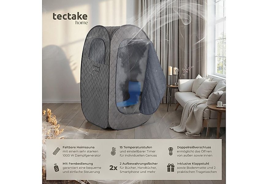 tectake Sauna Mobile Dampfsauna ThermaLuxe I, 1000 W, 15 Temperaturstufen, günstig online kaufen