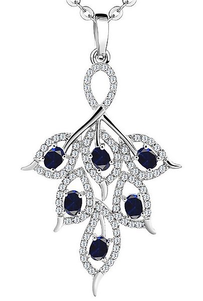 Limana Kette mit Anhänger echter Saphir blau 925 Silber Edelstein Damenkett günstig online kaufen