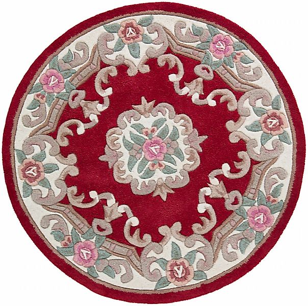 FLAIR RUGS Wollteppich "Aubusson" rund 10 mm Höhe Wolle, Teppich, Wohnzimme günstig online kaufen