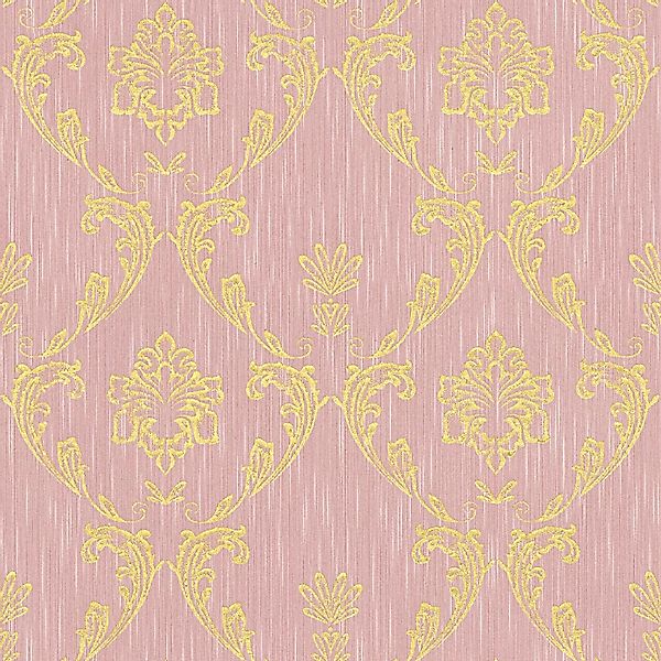 PROFHOME 306585-GU Barock Tapete Ornament dezent schimmernd Gold Rosa 0,53 günstig online kaufen