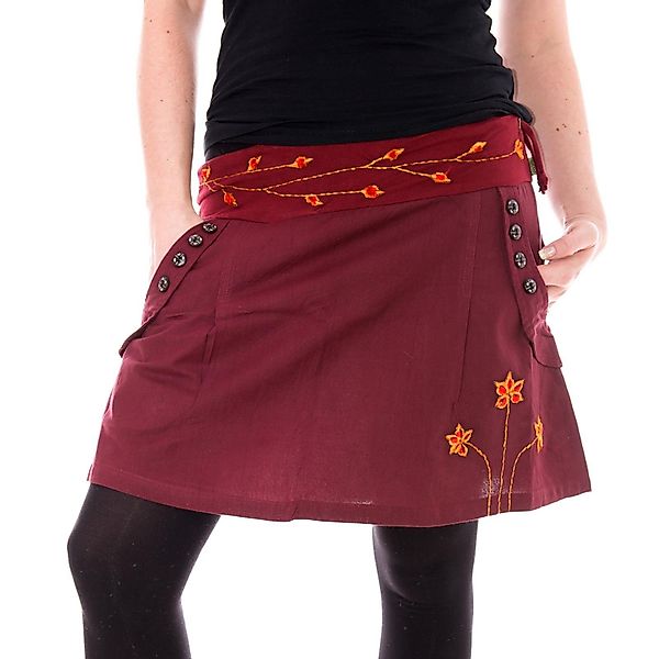 Vishes Minirock Bestickter Baumwollrock mit Blumen günstig online kaufen