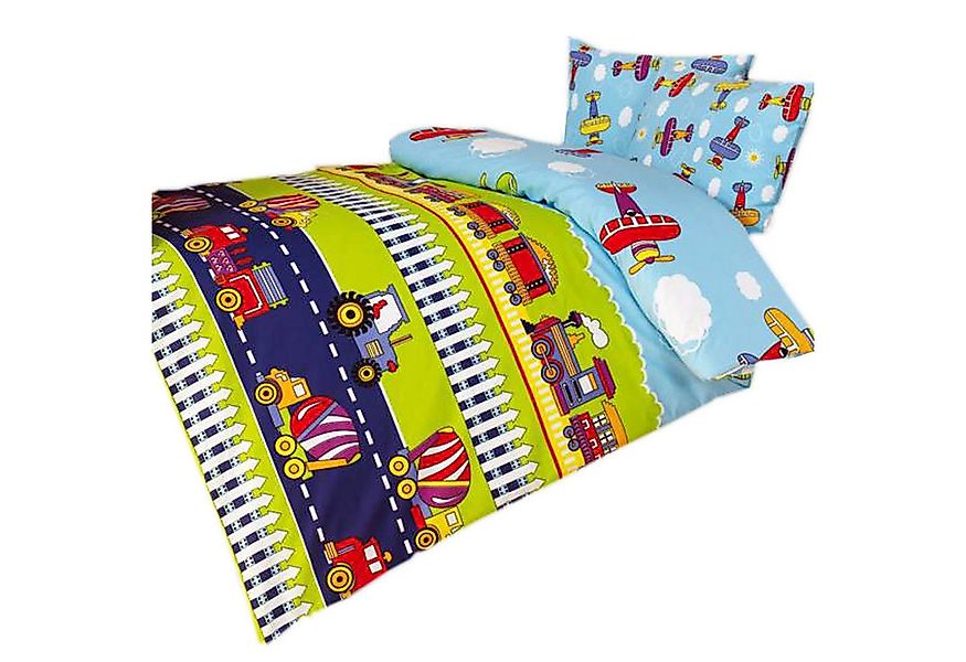 JACK Babybettwäsche 100x135cm Zug Traktor LKW Flugzeug mit RV, Renforcé, 2 günstig online kaufen