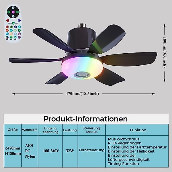 JOYOLEDER Deckenventilator mit beleuchtung, Fernbedienung, Timer, günstig online kaufen